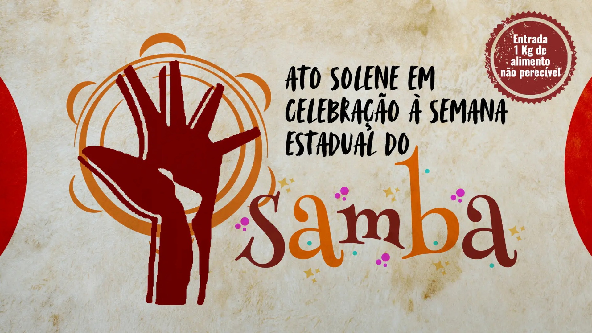 Pieza gráfica de difusión de un acto solemne en celebración de la Semana Estadual do Samba